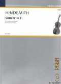 Hindemith P., Sonate in E fur Violine und Klavier (1935)  1963 (Violin)